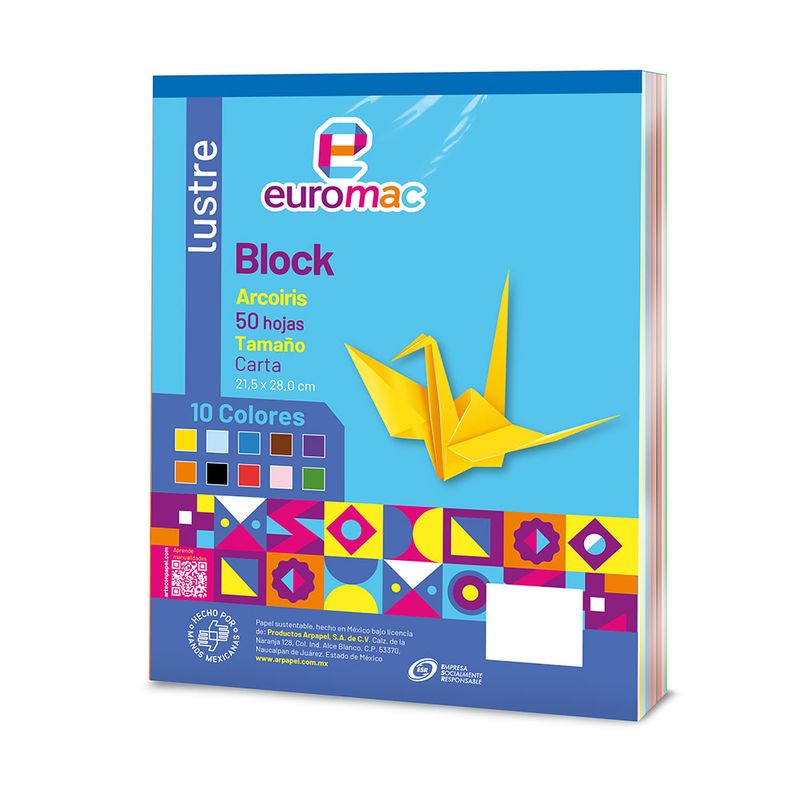 BLOCK LUSTRE CARTA COLORES SURTIDOS C/50HJS