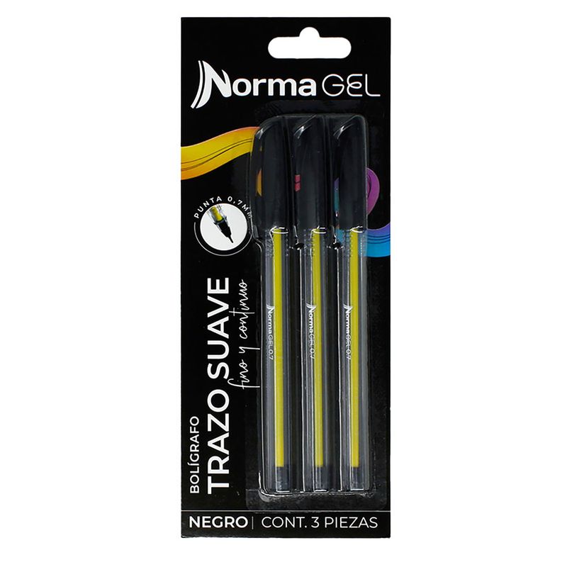BOLIGRAFO FINO NEGRO NORMA GEL BLT C/3 PZS