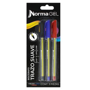 Boligrafo Fino Surtidos Norma Gel Blt C/3 Pzs 560356