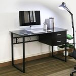 ESCRITORIO BASICO CON CUBIERTA DE CRISTAL NEGRO