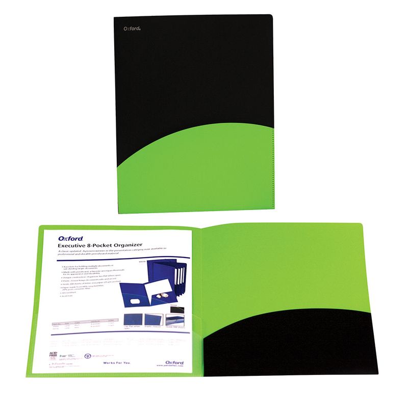 FOLDER CARTA PLASTICO NEGRO/VERDE DOBLE SOLAPA