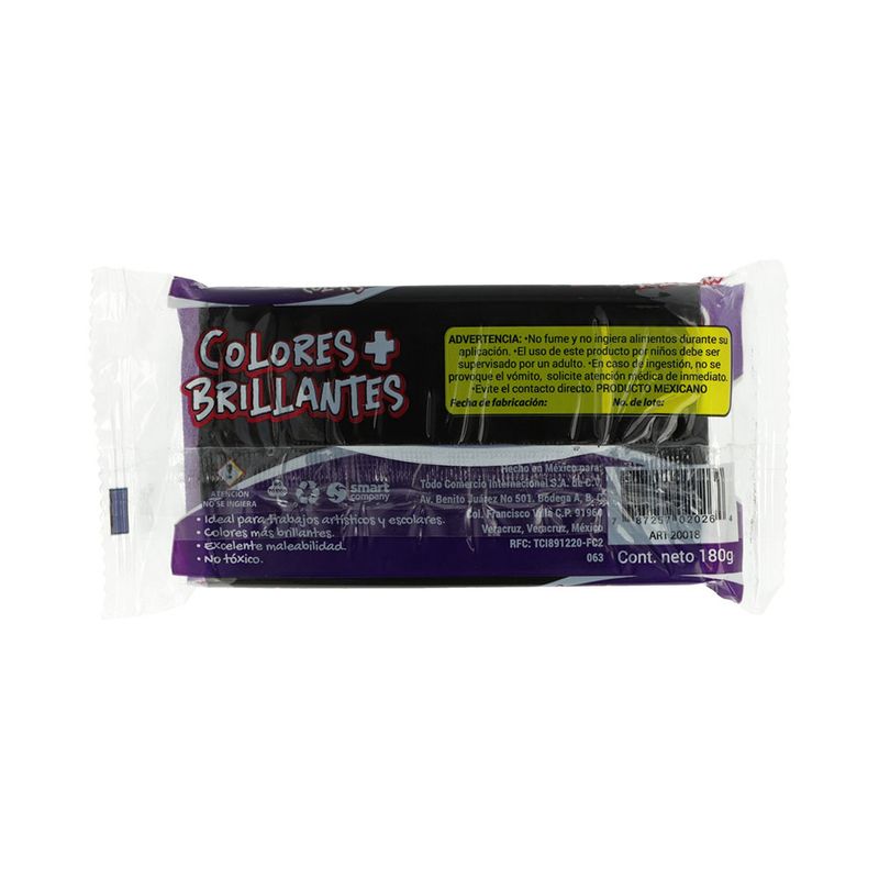 PLASTILINA MARQUETA 180GRS NEGRO SMARTY
