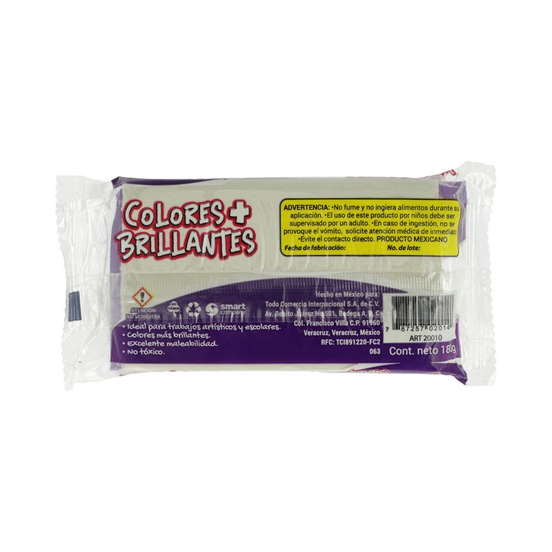 PLASTILINA MARQUETA 180GR BLANCO SMARTY