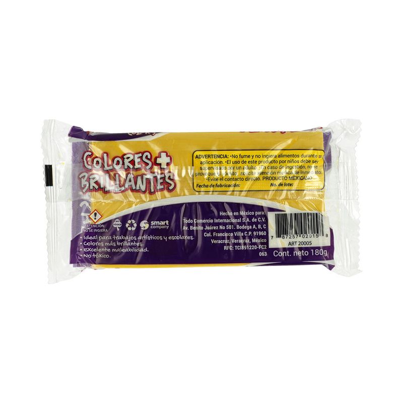 PLASTILINA MARQUETA 180GR AMARILLO SMARTY
