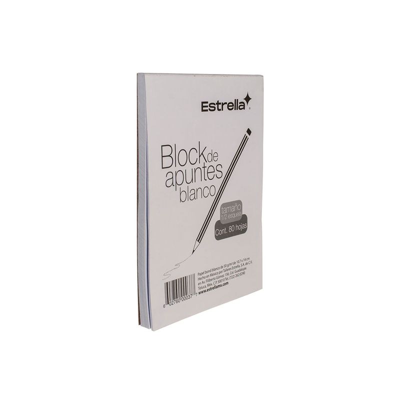 BLOCK NOTAS BLANCO 1/2 ESQUELA 80HJS
