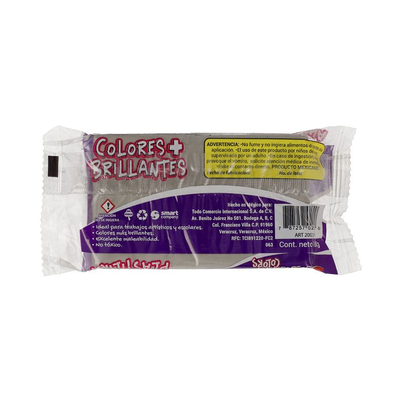 PLASTILINA MARQUETA 180GR GRIS SMARTY