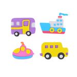 STICKERS FOAMY TRANSPORTES 9 PIEZAS BARRILITO