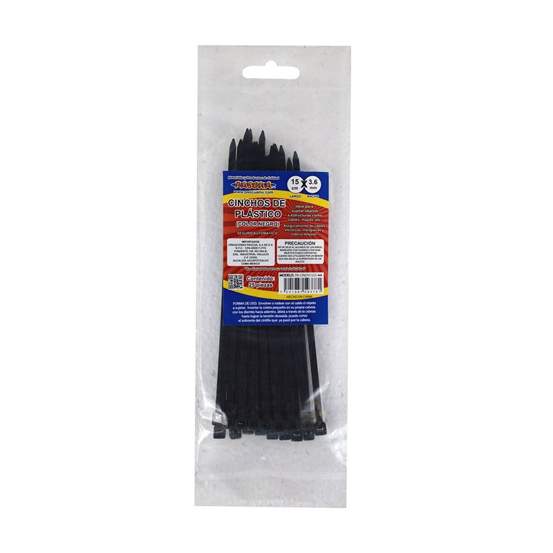 CINCHOS DE PLASTICO 15CM NEGRO BOLSA C/25 PASCUA