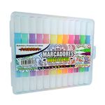MARCADOR BASE AGUA DOBLE PUNTA COLORES NEON Y PASTEL 12PZAS PASCUA