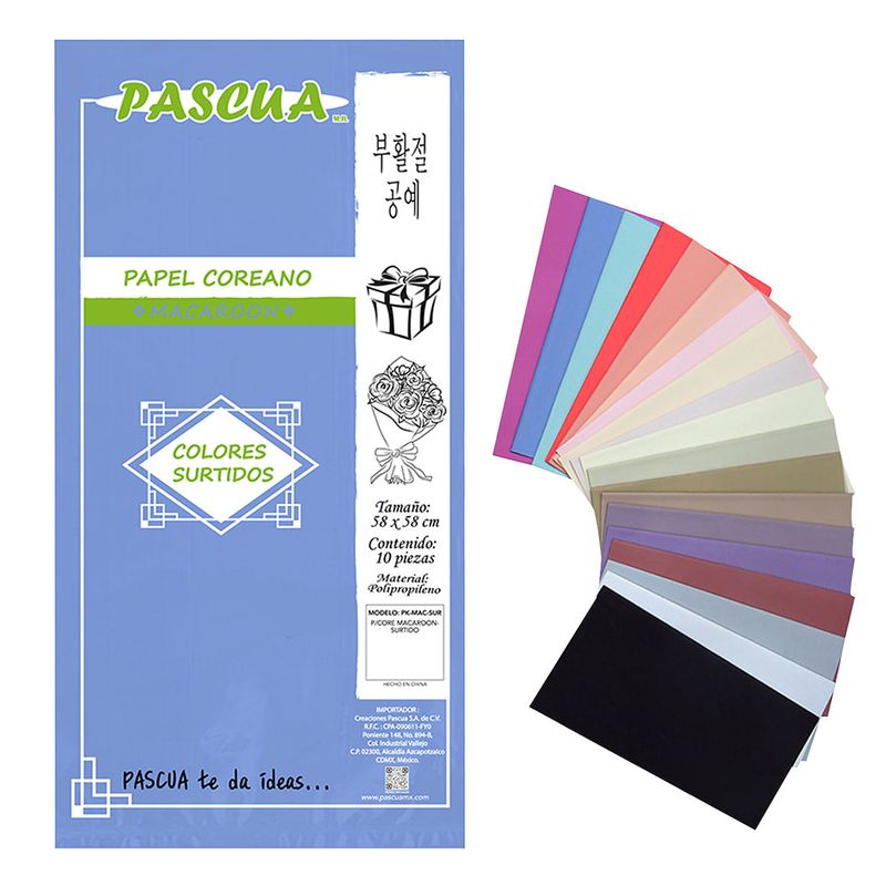 PAPEL COREANO MACAROON SURTIDO C/10 PASCUA