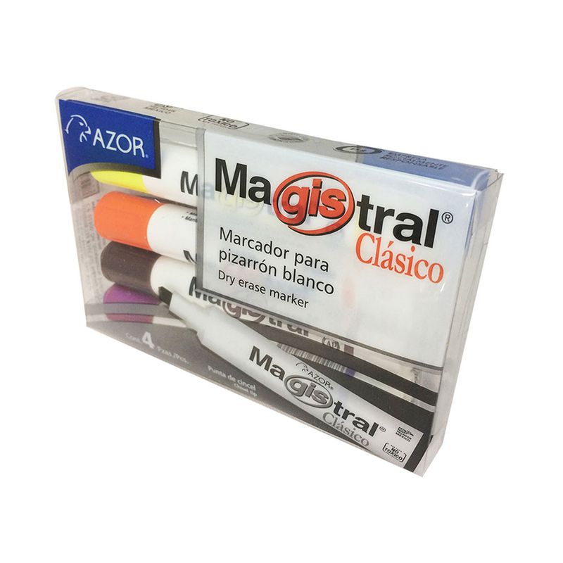 Marcador para pizarron c/4 Magistral ( AM - VI - NA - CA )