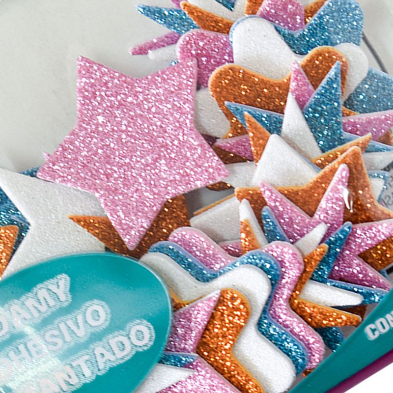 FIGURAS DE FOAMY DIAMANTADO CON ADHESIVO ESTRELLAS C/38 PIEZAS