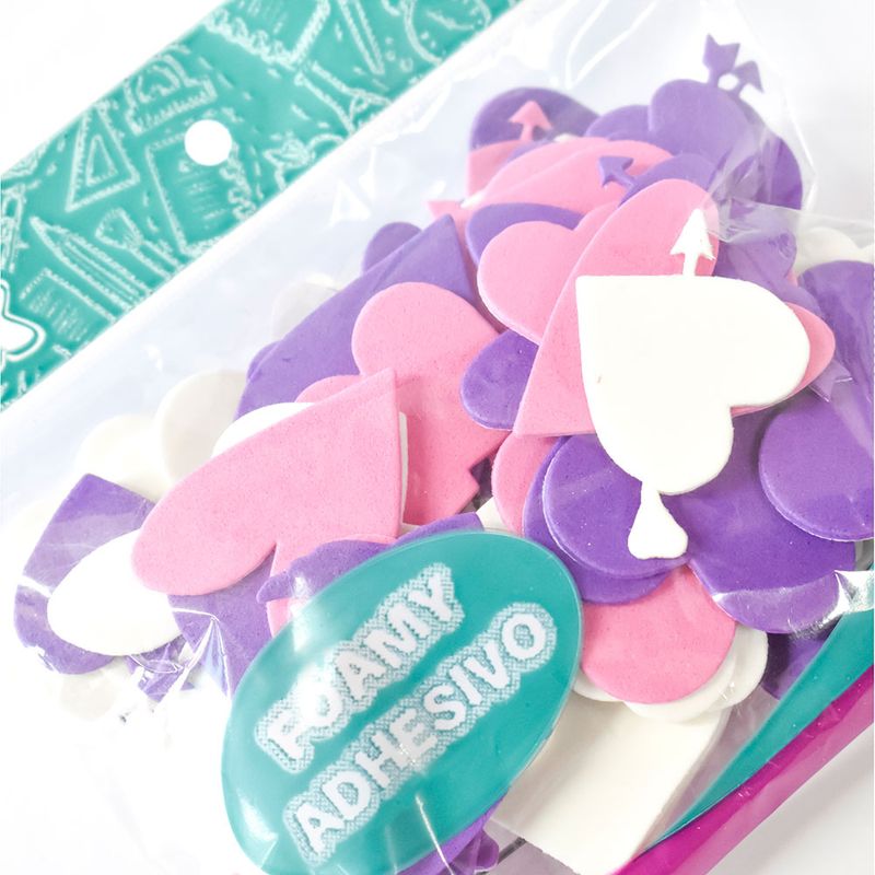 FIGURAS DE FOAMY CON ADHESIVO CORAZONES C/77 PIEZAS