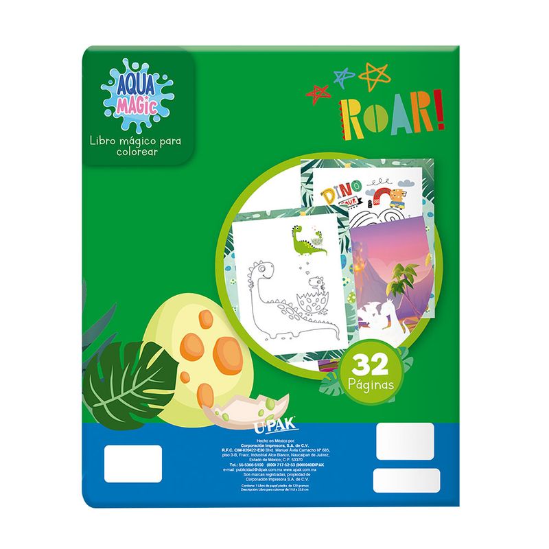 LIBRO COLOREAR AQUA MAGIC DINOSAURIOS