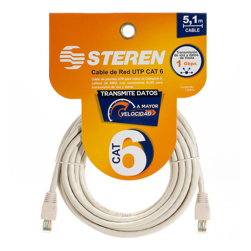 CABLE DE RED UTP STEREN ETHERNET CAT6 RJ45 51M
