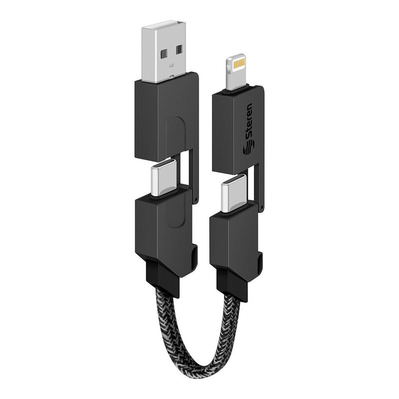 ADAPTADOR CABLE USB-C, USB, LIGHTNING, 4 EN 1 STEREN
