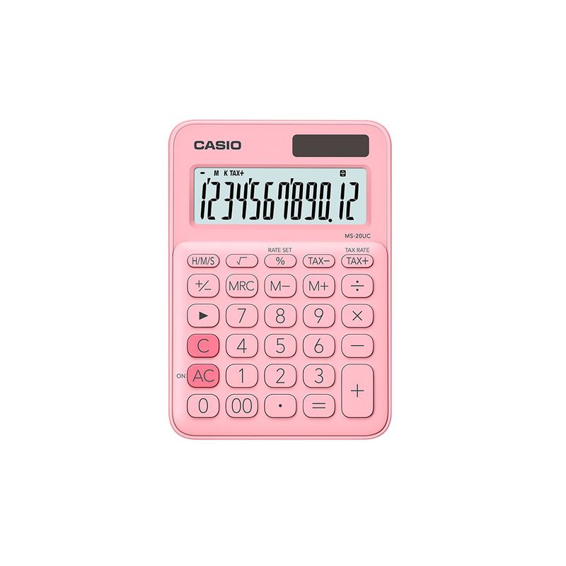 CALCULADORA ESCRITORIO CASIO MS-20UC-PK-W-DC 12DIG CHICA SOLAR/BATERIA ROSA