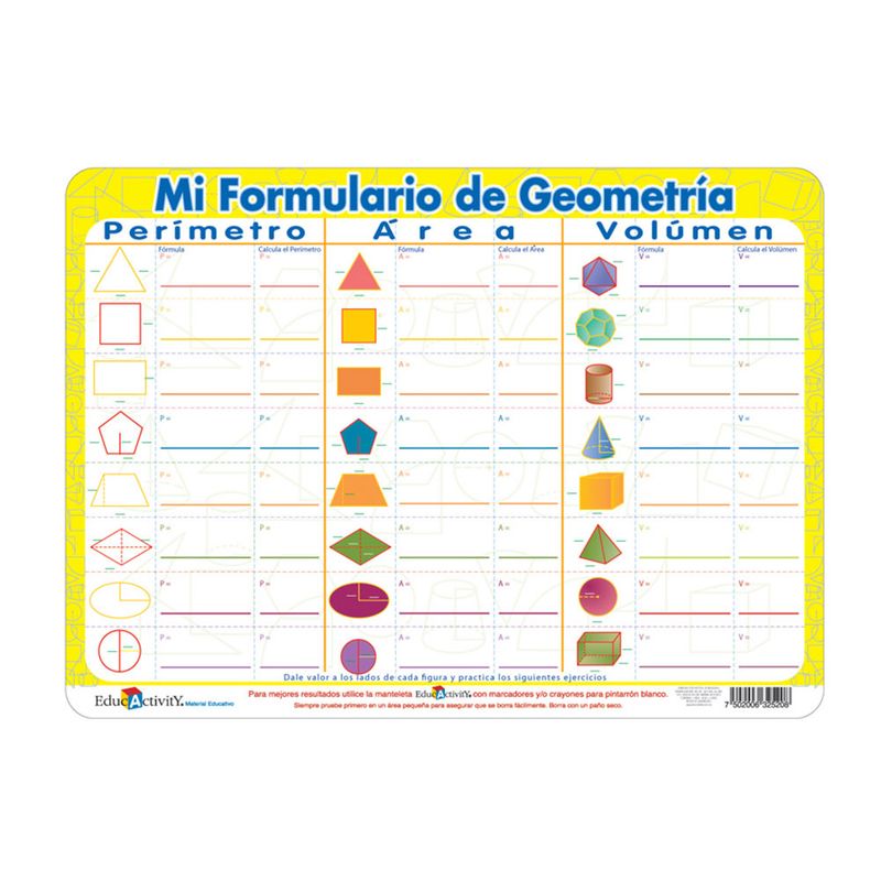 TAPETE EDUCATIVO FORMULARIO DE GEOMETRIA