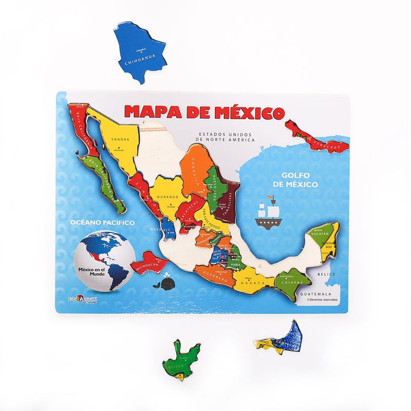 JUEGO MADERA ROMPECABEZAS MAPA DE MEXICO