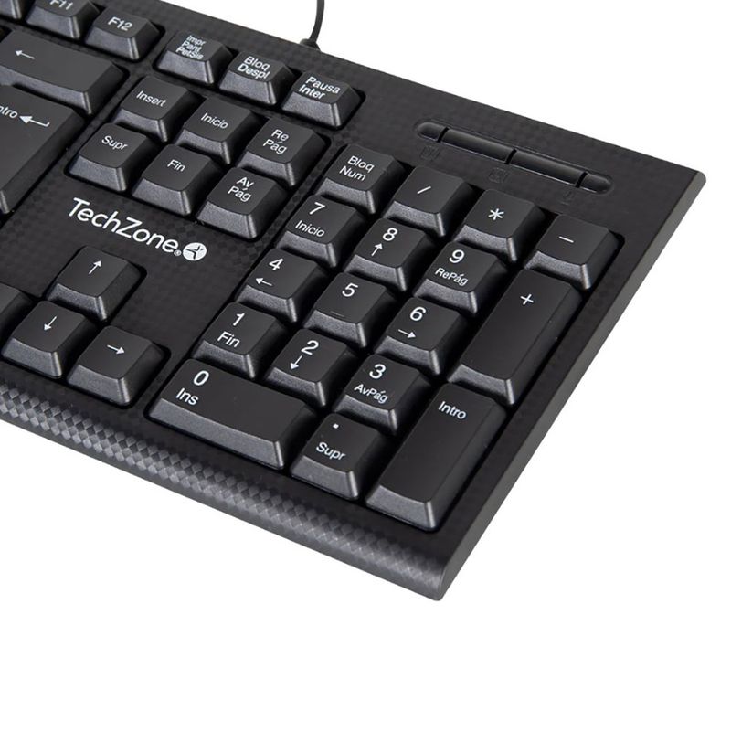 TECLADO ALAMBRICO TECHZONE QWERTY USB WIN/MAC