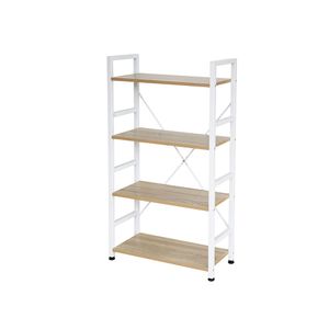 Librero Minimalista Con 4 Repisas Maple Estructura Blanca 4735