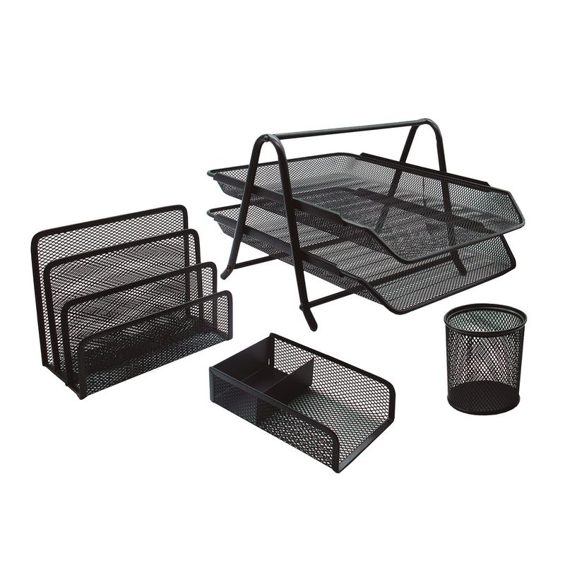 KIT DE CHAROLA OFICIO DE 2 NIVELES MALLA CON 3 ACCESORIOS