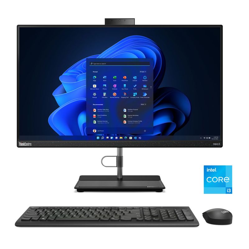 COMPUTADORA ALL IN ONE LENOVO NEO 30A, 238" FHD, CORE I3-1220P, 8GB RAM, 512GB M2, WIN 10 PRO, NEGRO