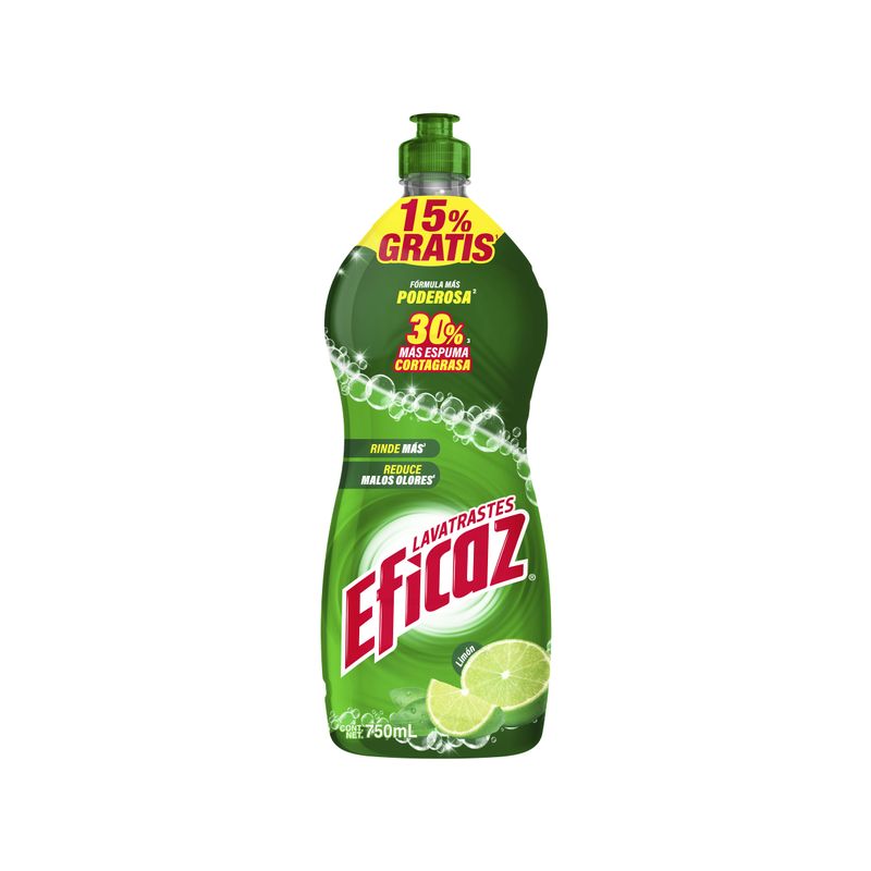 DETERGENTE LIQUIDO LAVATRASTES EFICAZ LIMON 750ML