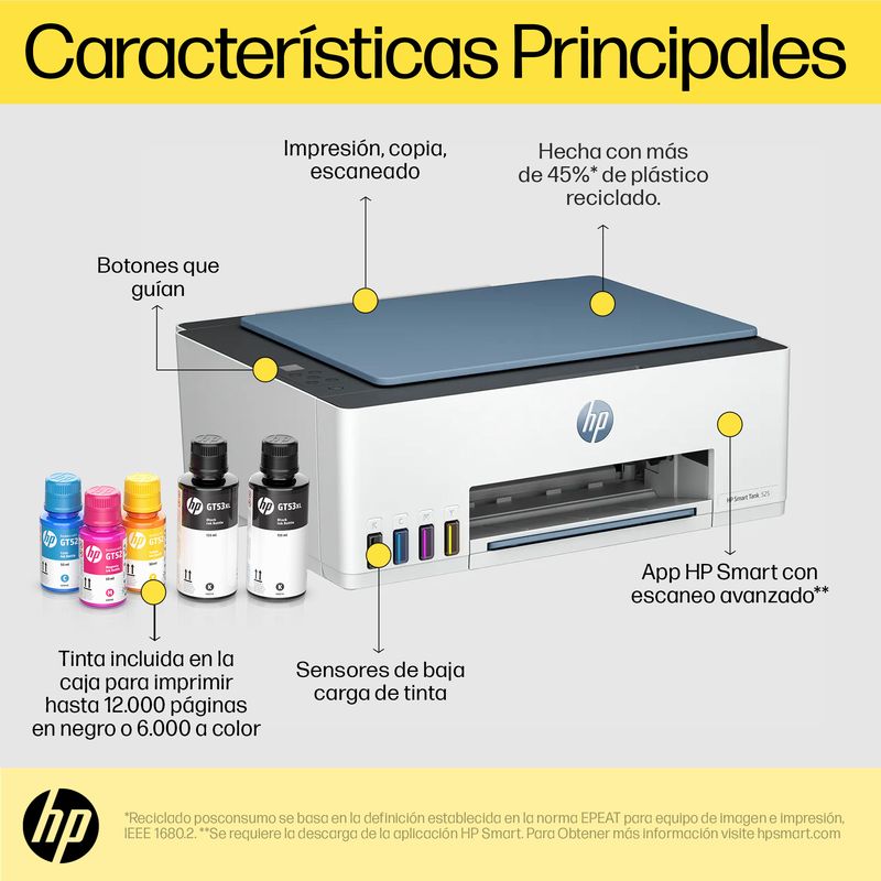 MULTIFUNCIONAL HP SMART TANK 525 TINTA CONTINUA COLOR USB