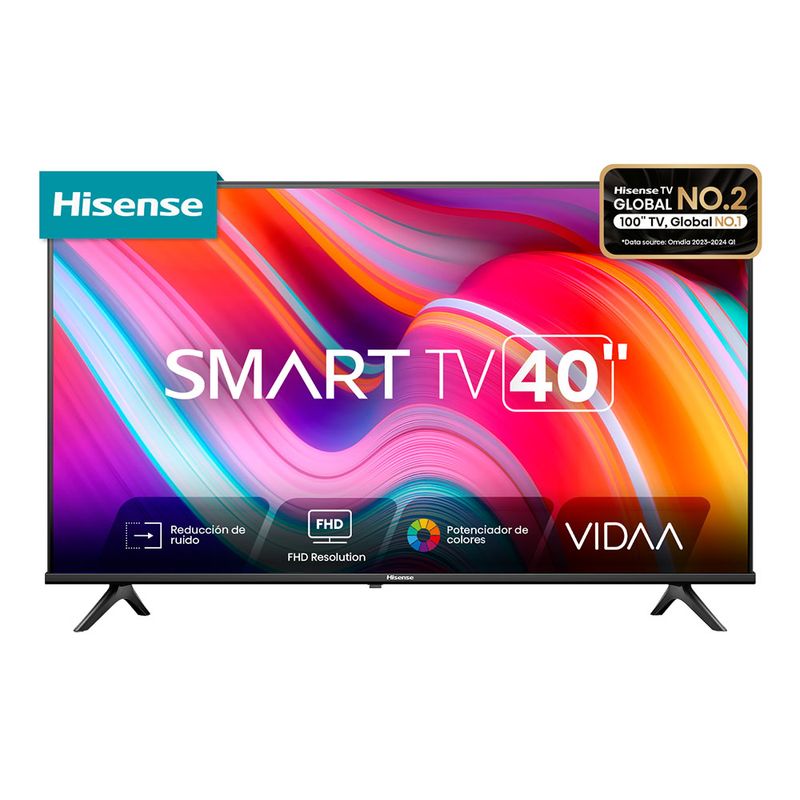 PANTALLA LED HISENSE A4K 40" FHD (1920 X 1080), SMART TV VIDAA, WI-FI, 2 HDMI, 1 USB