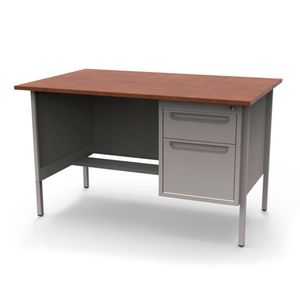 Escritorio Secretarial Metalico 1.20X.75 M C/Ped 2 Gavetas Nogal/Arena Em-9301/Ofix-0004