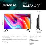 PANTALLA LED HISENSE A4K 40" FHD (1920 X 1080), SMART TV VIDAA, WI-FI, 2 HDMI, 1 USB