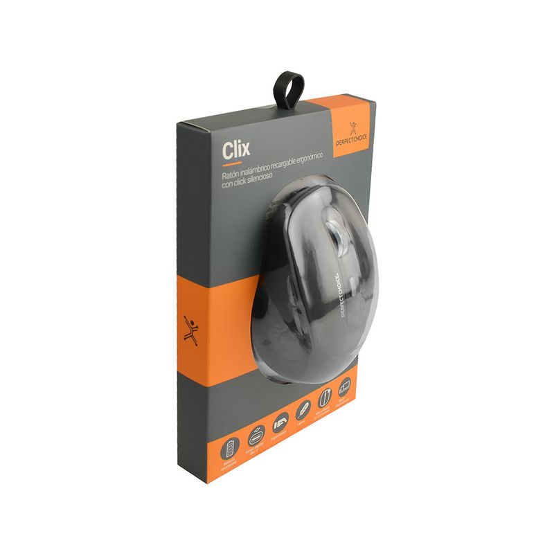 MOUSE INALAMBRICO RECARGABLE SILENCIOSO CLIX NEGRO