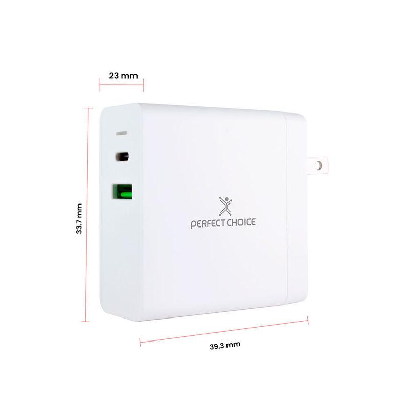CARGADOR DE PARED USB TIPO-C & USB TIPO-A, 65W CARGA RÁPIDA