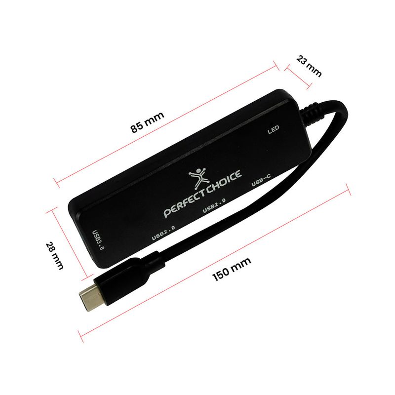 HUB PERFECT CHOICE USB-C 3 EN 1, USB-A 30 / USB-A 20 / USB-C