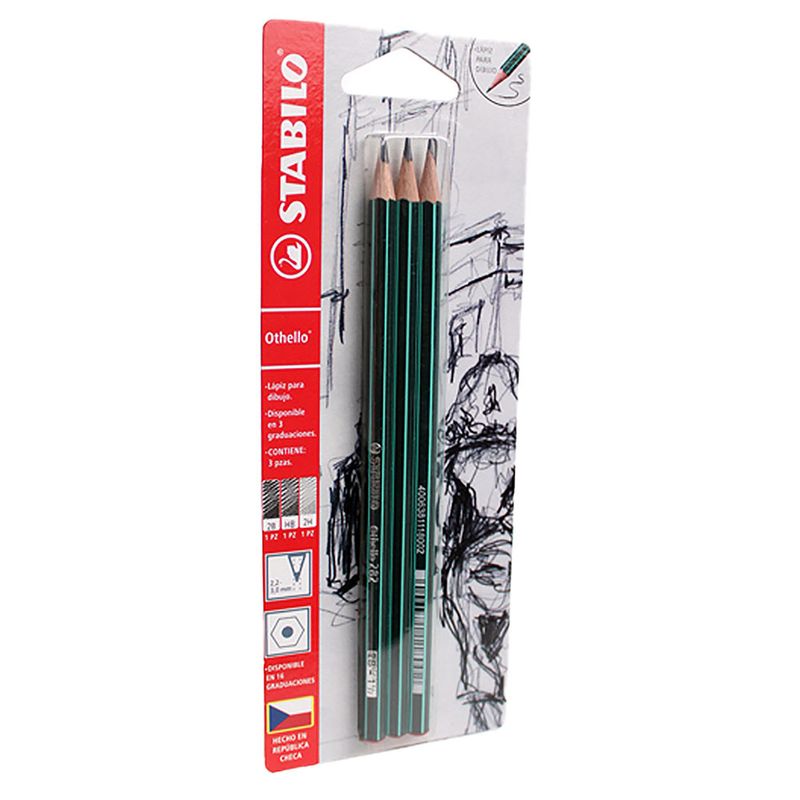 LAPIZ DE DIBUJO 2B, HB Y 2H STABILO OTHELLO BTL C/3