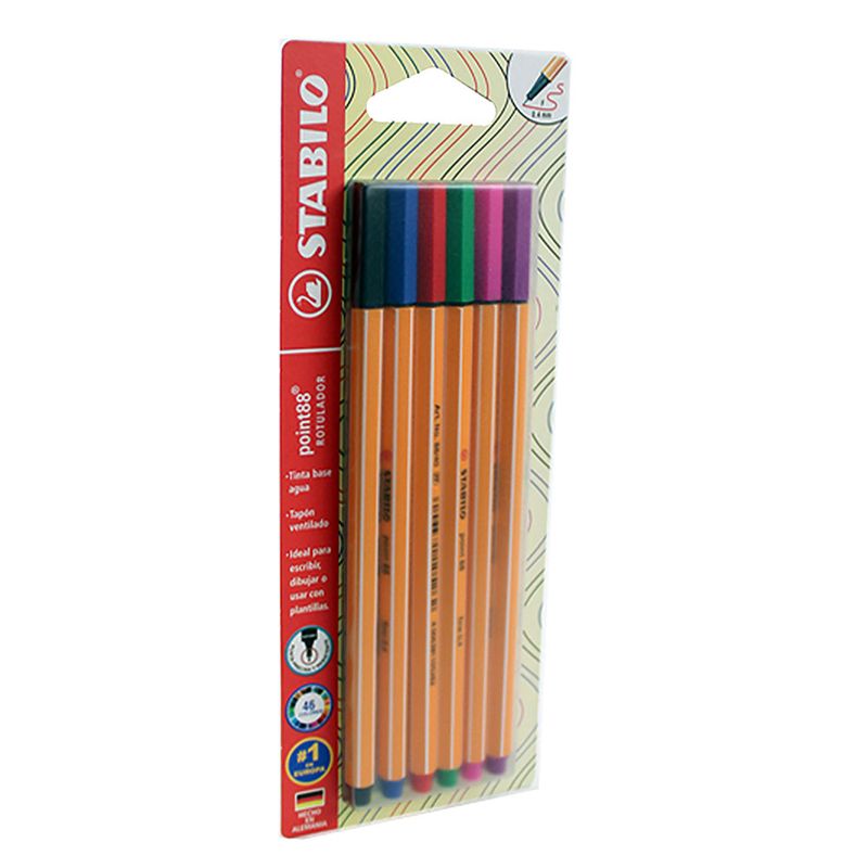ROTULADOR ULTRAFINO STABILO POINT 88 COLOR SURTIDO BTL CON 6