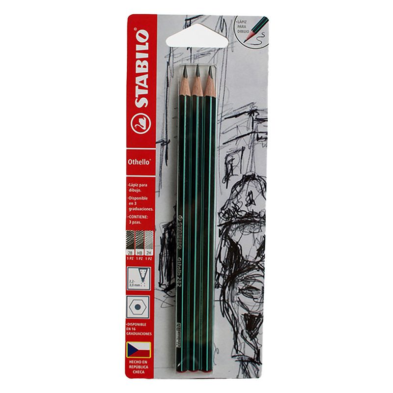 LAPIZ DE DIBUJO 2B, HB Y 2H STABILO OTHELLO BTL C/3