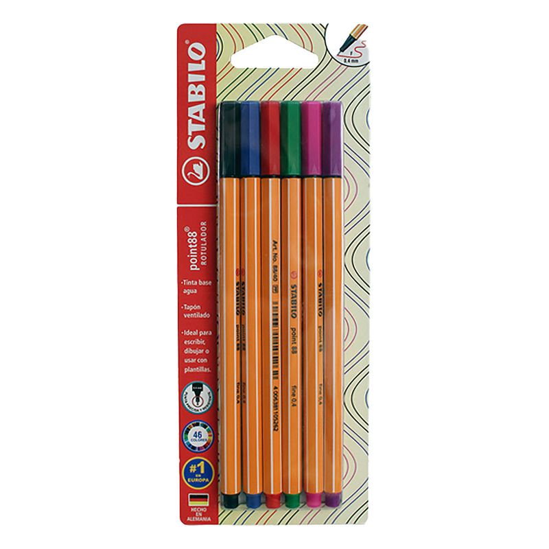 ROTULADOR ULTRAFINO STABILO POINT 88 COLOR SURTIDO BTL CON 6