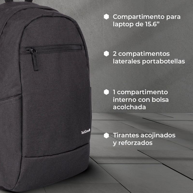 MOCHILA BACK PACK TECHZONE EASY LITE P/ LAPTOP 156" NEGRO