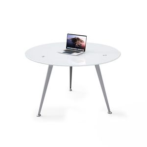 Mesa Para Junta Circular 1.20Mts  De Cristal  Blanco 22-Fk02