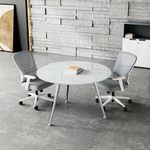 MESA PARA JUNTA CIRCULAR 120MTS  DE CRISTAL  BLANCO