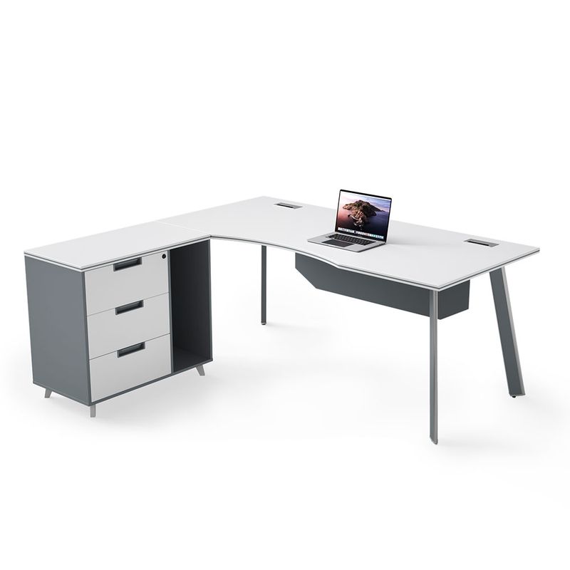 ESCRITORIO DE MELAMINA EN L BLANCO/GRIS 160 MTS