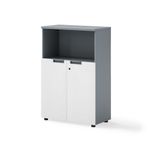 LIBRERO MEDIO CON PUERTAS BLANCO CON GRIS MELAMINA
