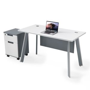 Escritorio De Melamina 1.20 Mts. Con Archivero Movil Blanco Con Gris 22-Kd01