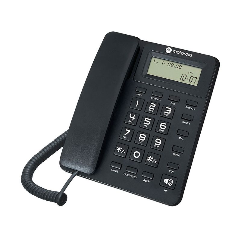 TELEFONO ALAMBRICO CON IDENTIFICADOR DE LLAMADA Y ALTAVOZ NEGRO