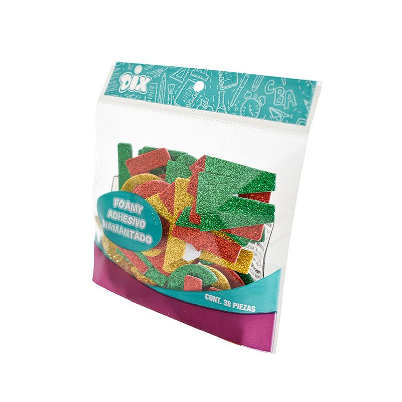 FIGURAS DE FOAMY DIAMANTADO CON ADHESIVO LETRAS C/38 PIEZAS