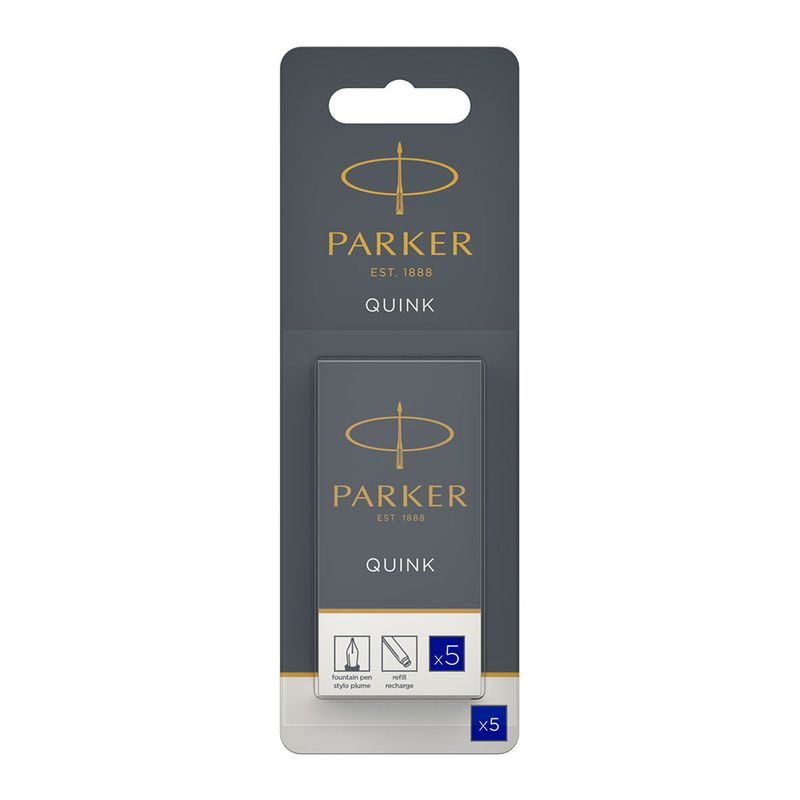 CARTUCHO PARA PLUMA FUENTE PARKER TINTA AZUL C/5 CART