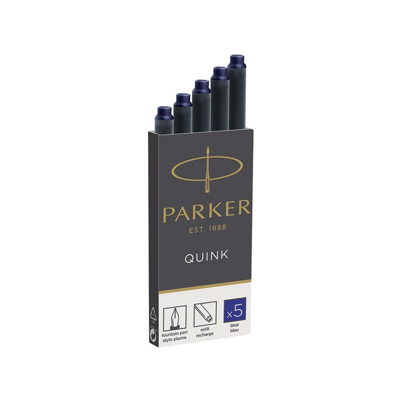 CARTUCHO PARA PLUMA FUENTE PARKER TINTA AZUL C/5 CART