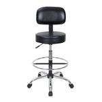 SILLA PARA LABORATORIO CON ASIENTO Y RESPALDO EN VINIPIEL NEGRO CON ARILLO CROMADO
